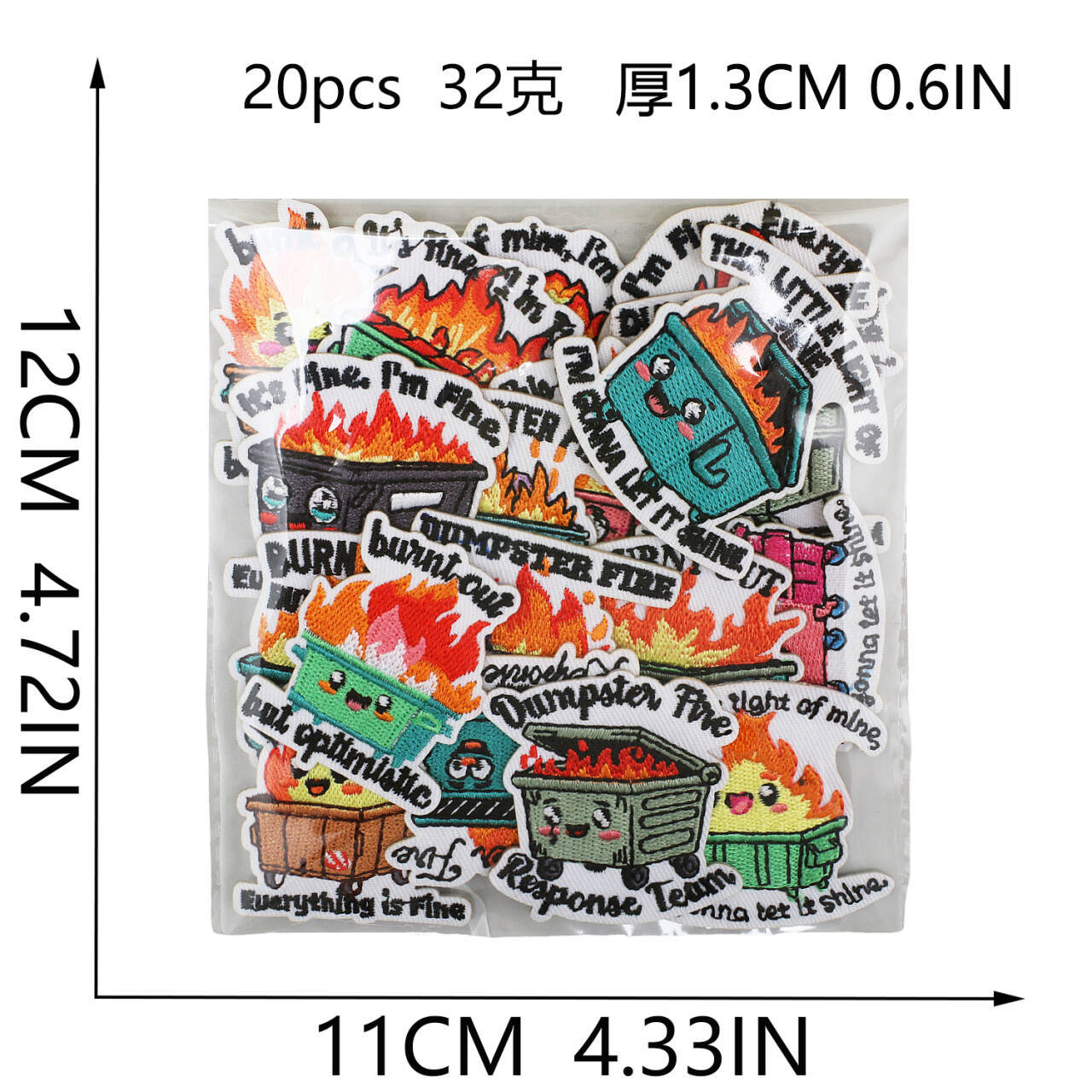 Wholesale Embroidered Polyester Patch Cartoon Box Flame English Letters Clothing Decorative Accent