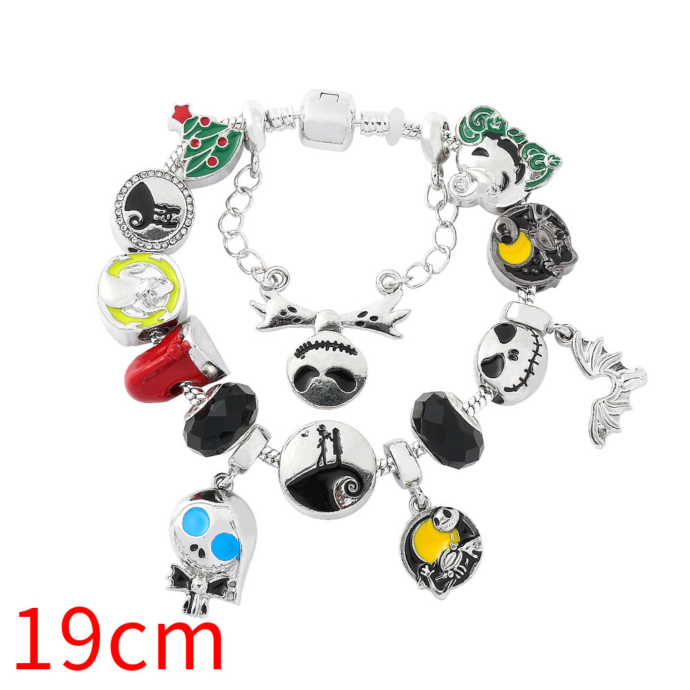 Wholesale 2PCS Halloween Pumpkin Head Spider Bat Ghost Alloy Bracelet
