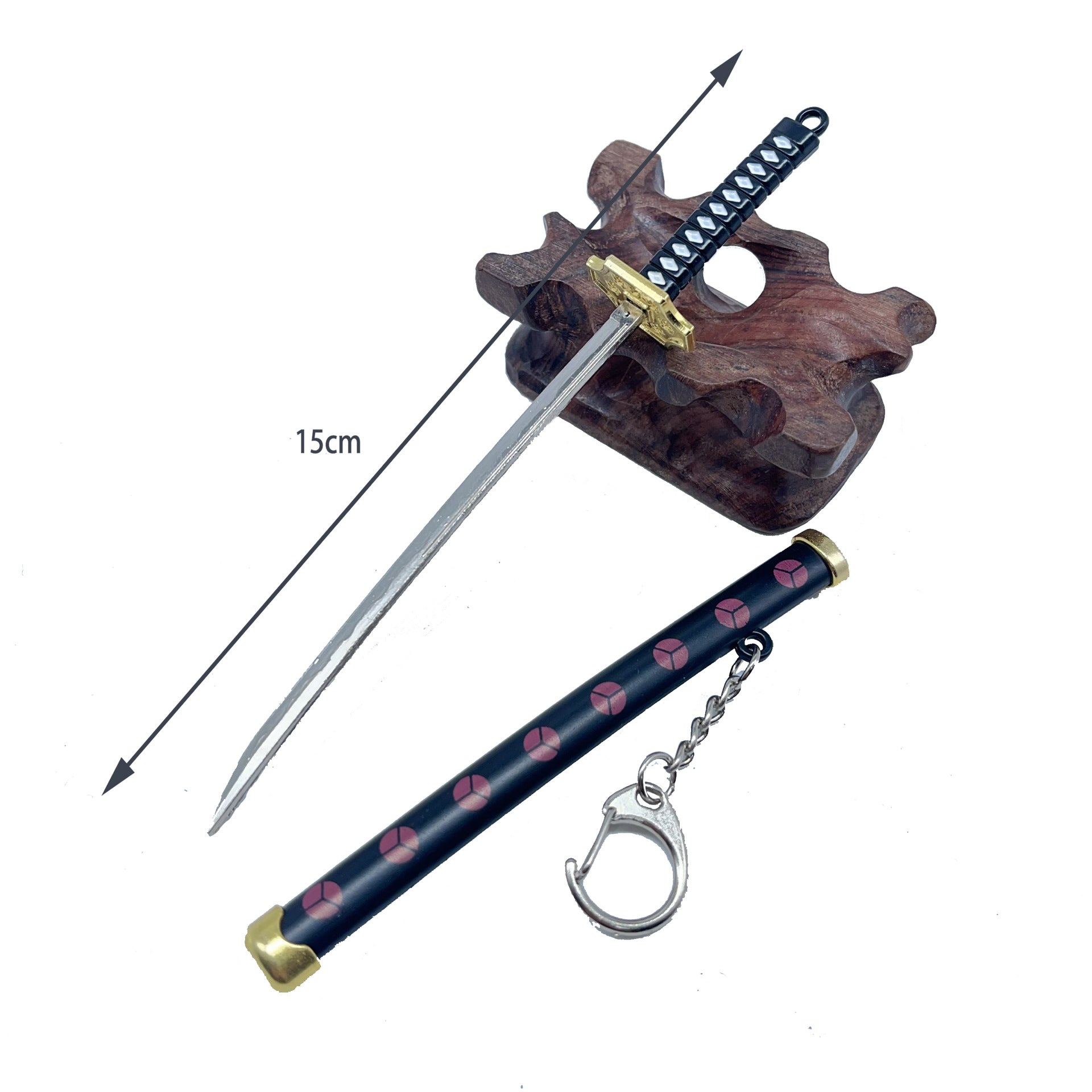 Wholesale One Piece Zoro Snow Knife Buckle Three Sword Style Scabbard Weapon Model Keychain