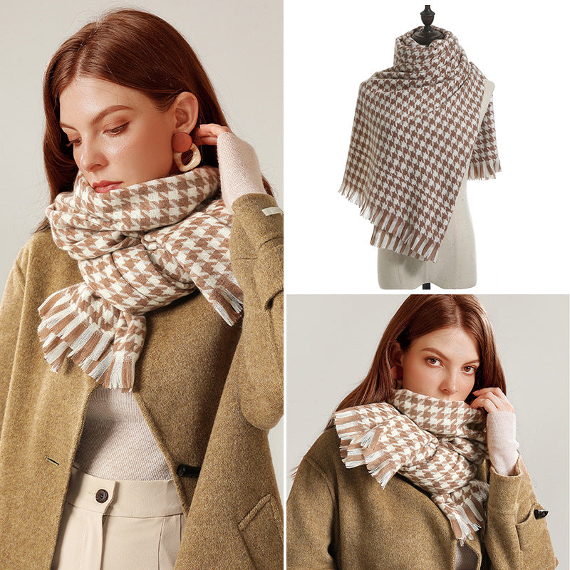 Wholesale Qianniao Grid Winter Grid Imitation Cashmere Thick Scarf