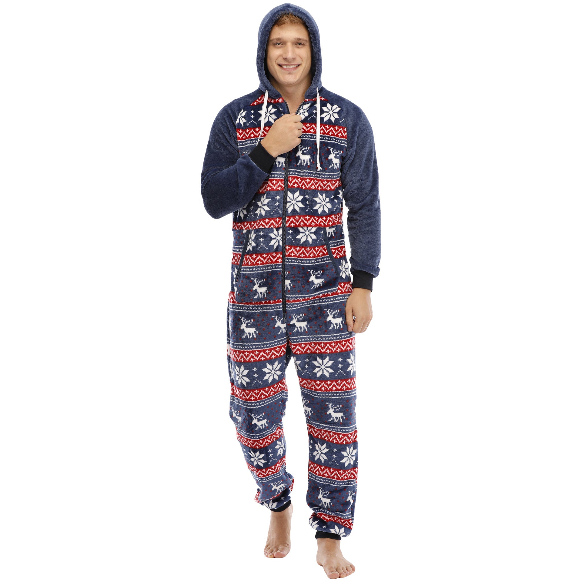 Wholesale Men's Flannel Christmas Halloween Jumpsuit Pajamas Lounge Wear