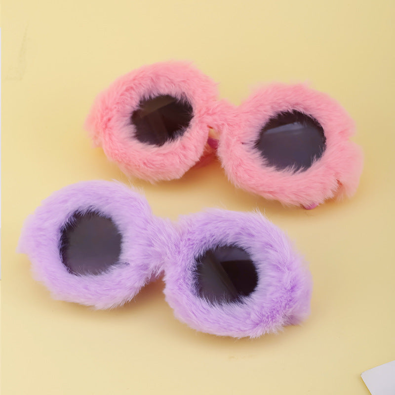 Wholesale Sleek Round-frame Plush All-over Sunglasses