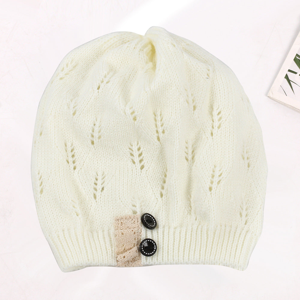Wholesale Knitted Woolen Cut-out Lace Warm Hat