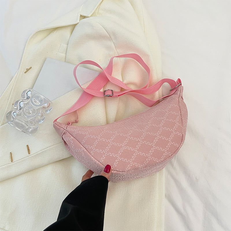 Wholesale Canvas Lingge Crossbody Bag Leisure Dumpling Bun