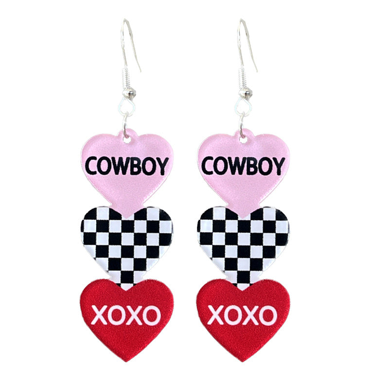 Wholesale 
Valentine' s Day Text Candy Multi-colored Heart Acrylic Earrings