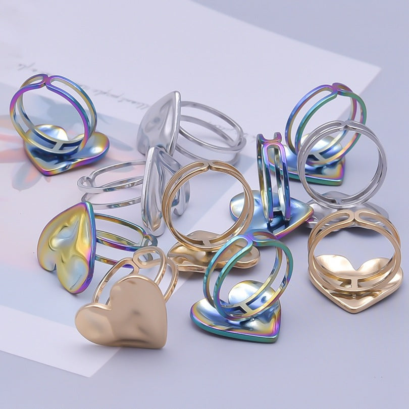 Wholesale Valentine's Day Geometric Love Shaped Titanium Steel Rings