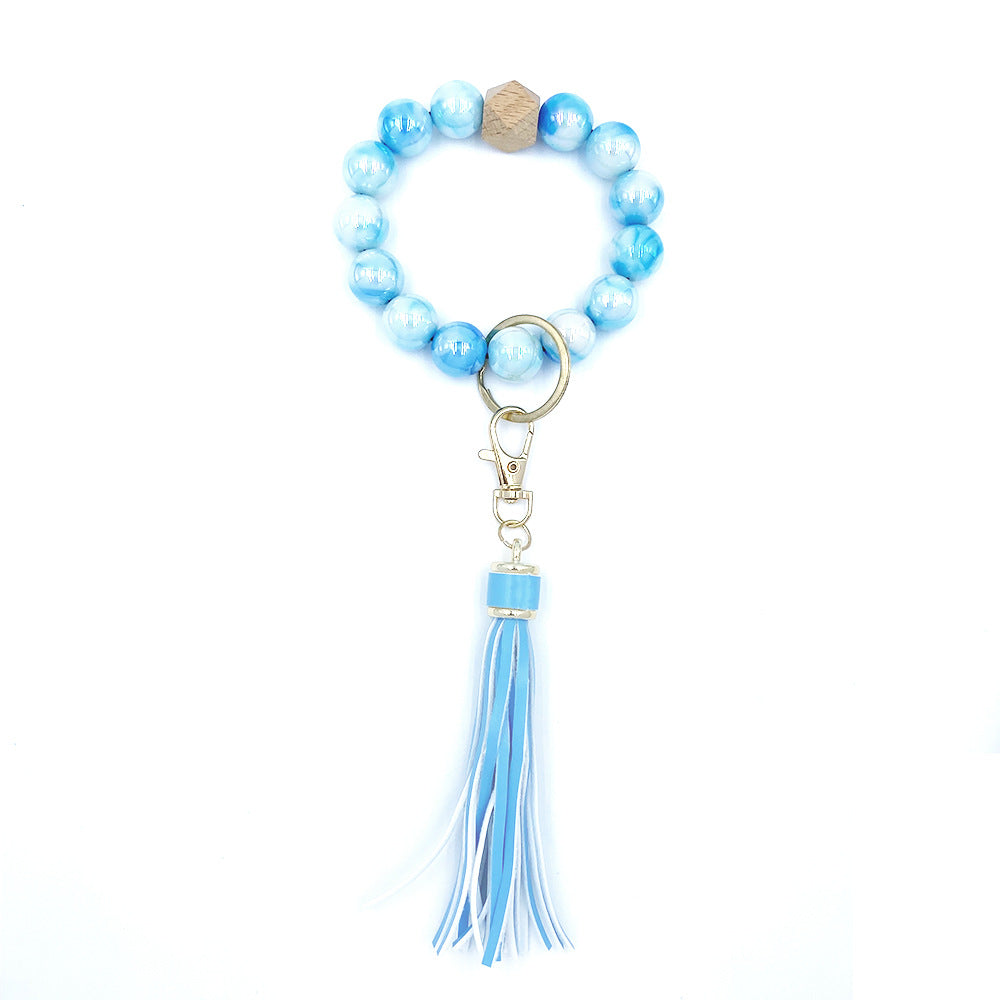 Wholesale Wooden Beads Tassel Bracelet Keychain