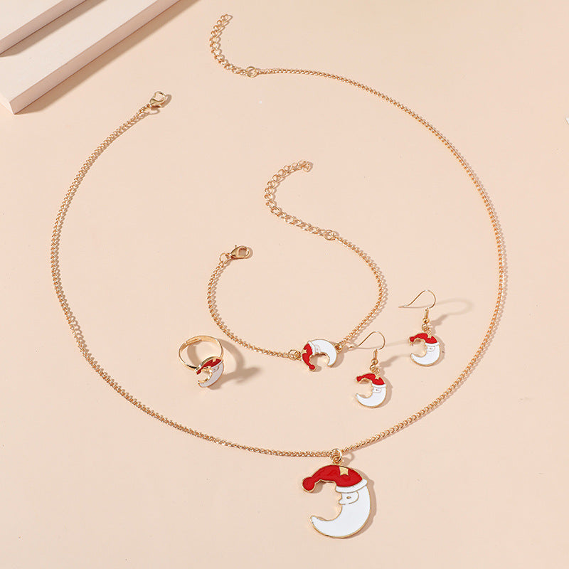 Wholesale Cute Cartoon Santa Claus Retro Christmas  Alloy Necklace Set