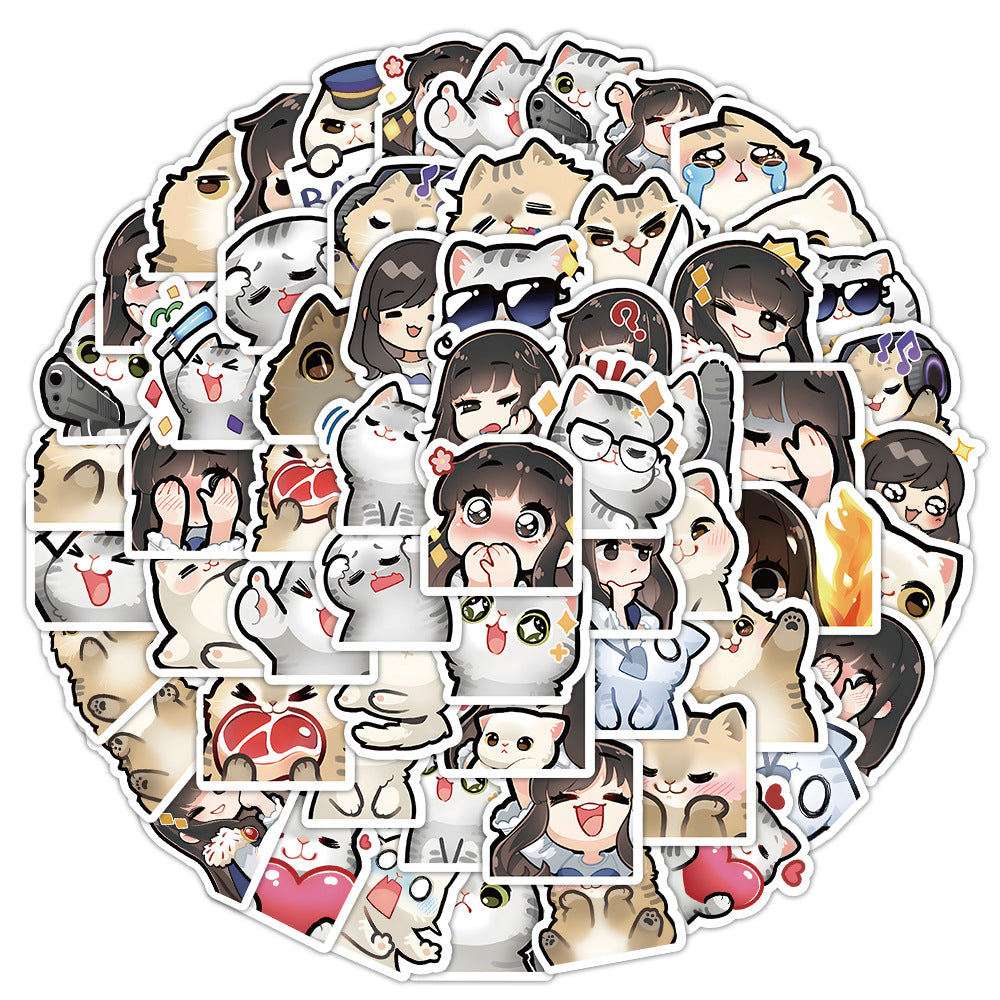 Wholesale 100 Cartoon Cute Kittens and Puppies Waterproof Vinyl Stickers