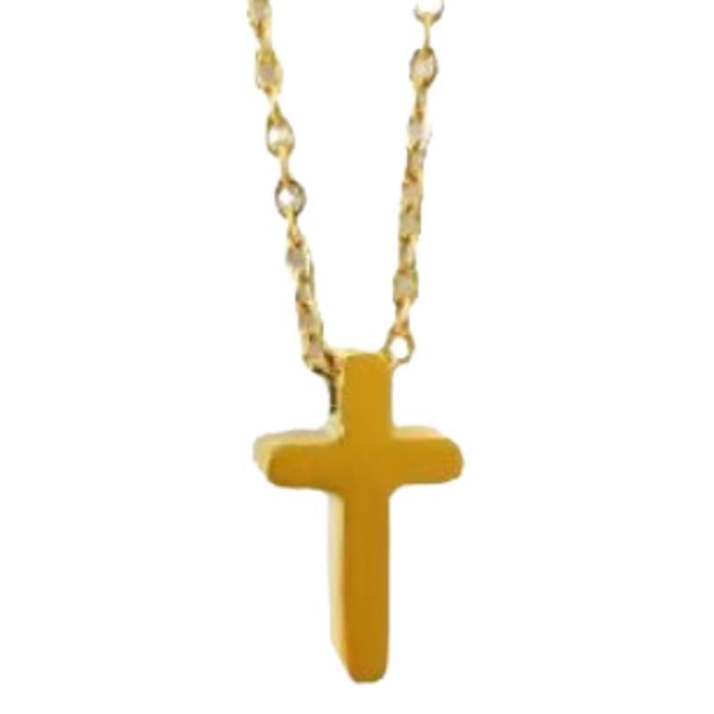 Wholesale Retro Gold Tone Cross Pendant Necklace For Women Titanium Steel O Chain Chic Jewelry Accessory