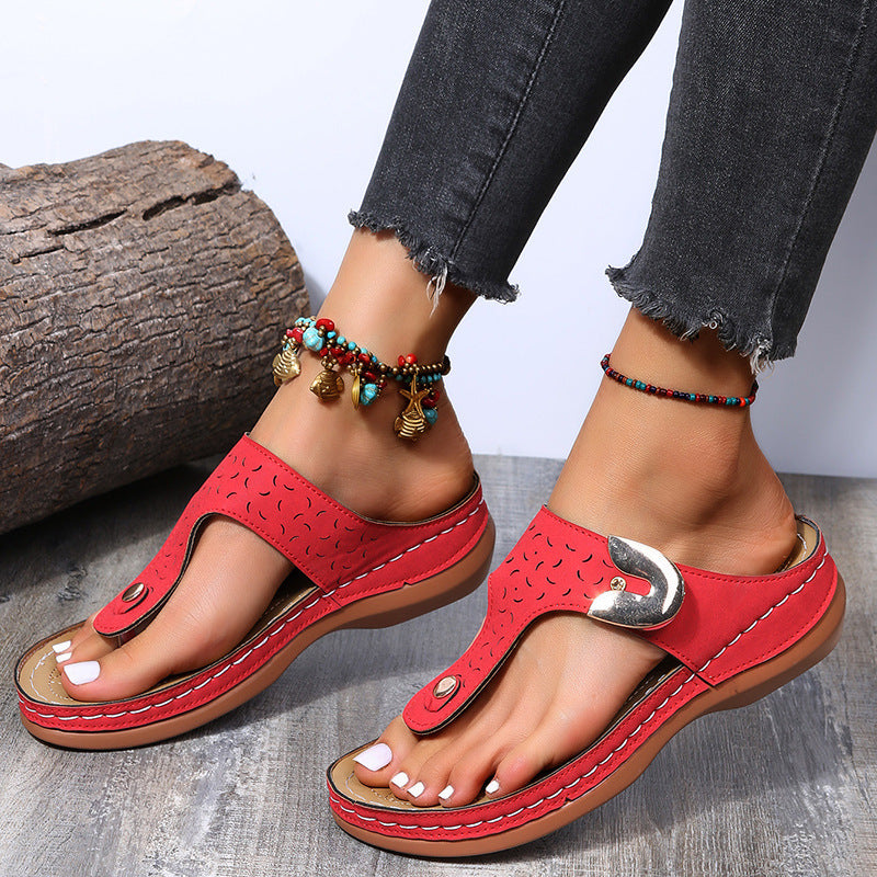 Wholesale PU Summer Wedge Flip Flop Slippers