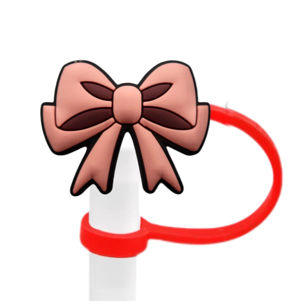 Wholesale 10pcs Bow Straw Cap Silicone Straw Tube Cap