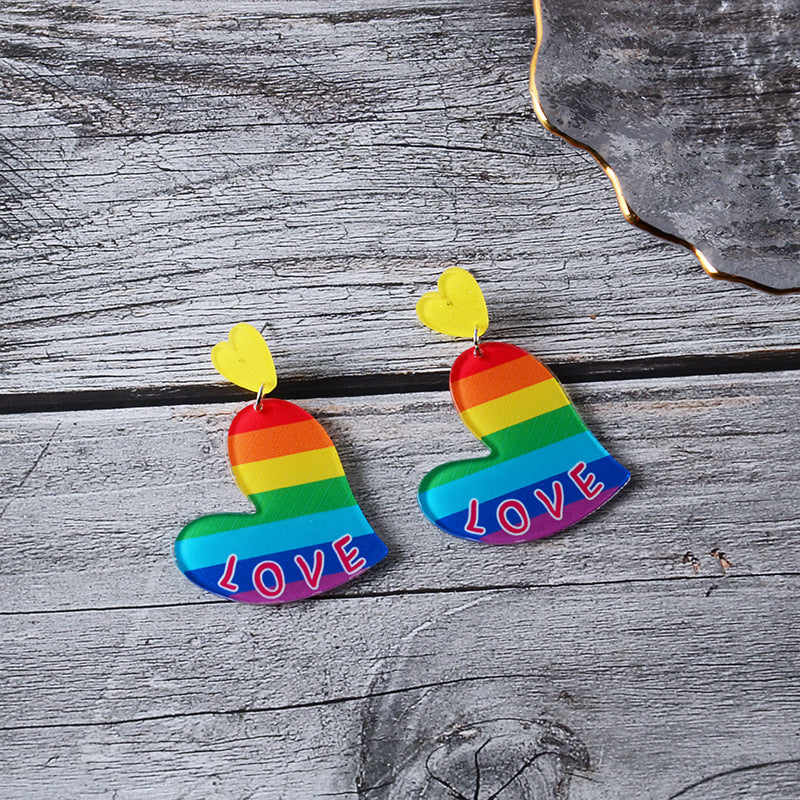 Wholesale Valentine' s Day heart-shaped geometric acrylic earrings