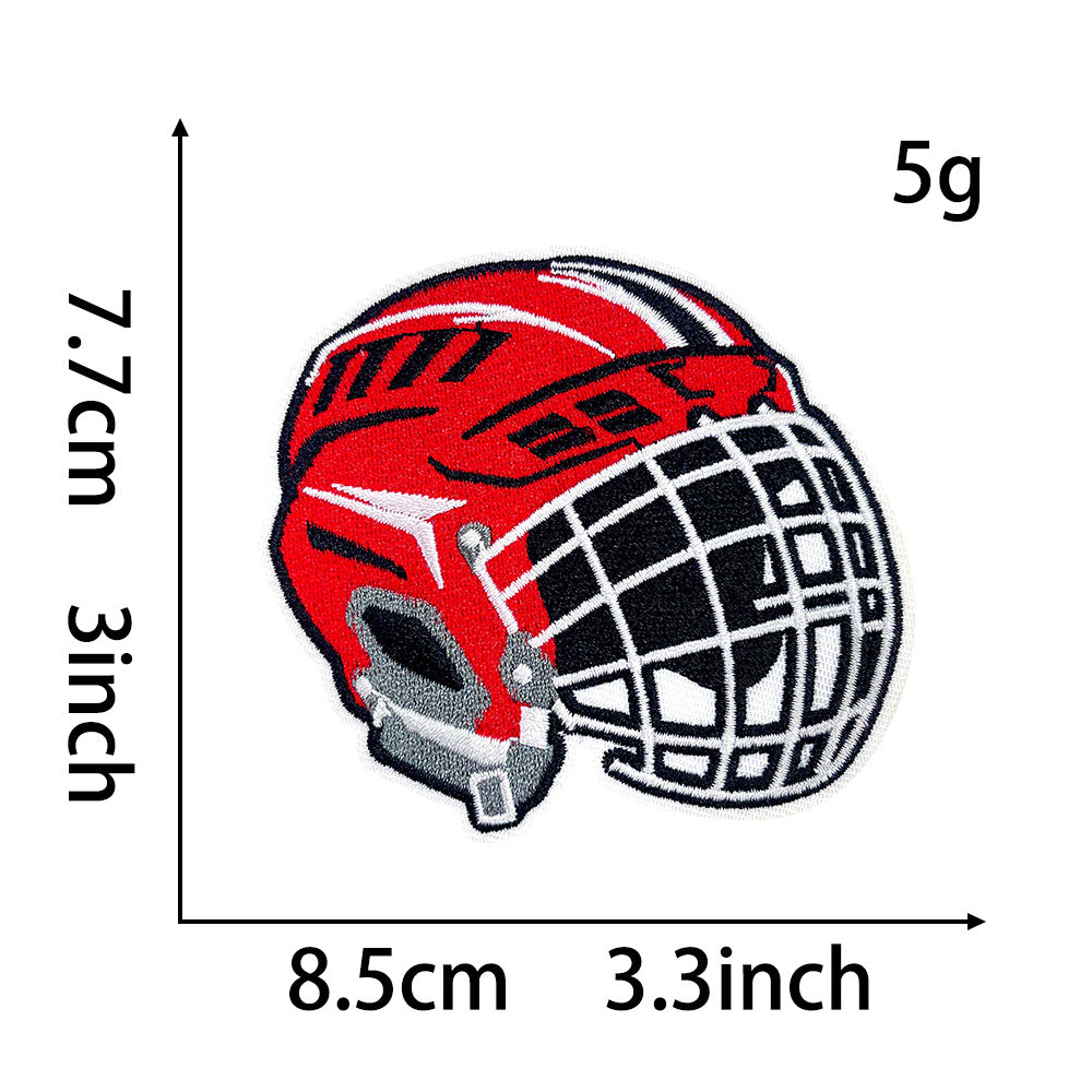 Wholesale Ice Hockey Theme Embroidered Patches Iron On DIY Adhesive Polyester For Clothing Helmets