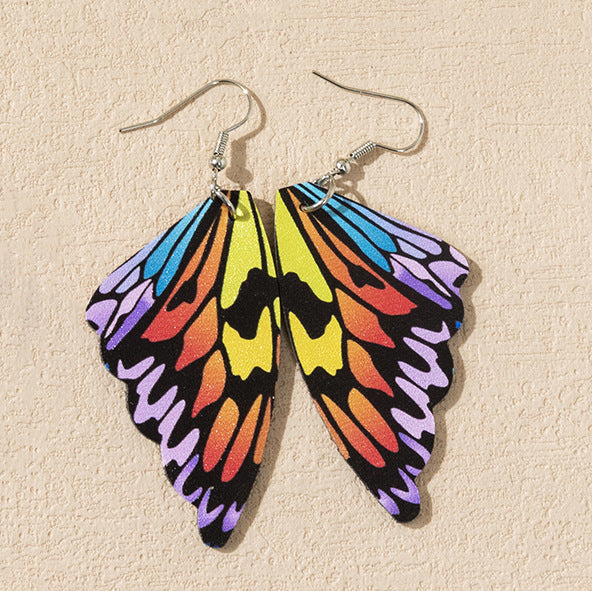 Wholesale Painted Butterfly PU Leather Earrings