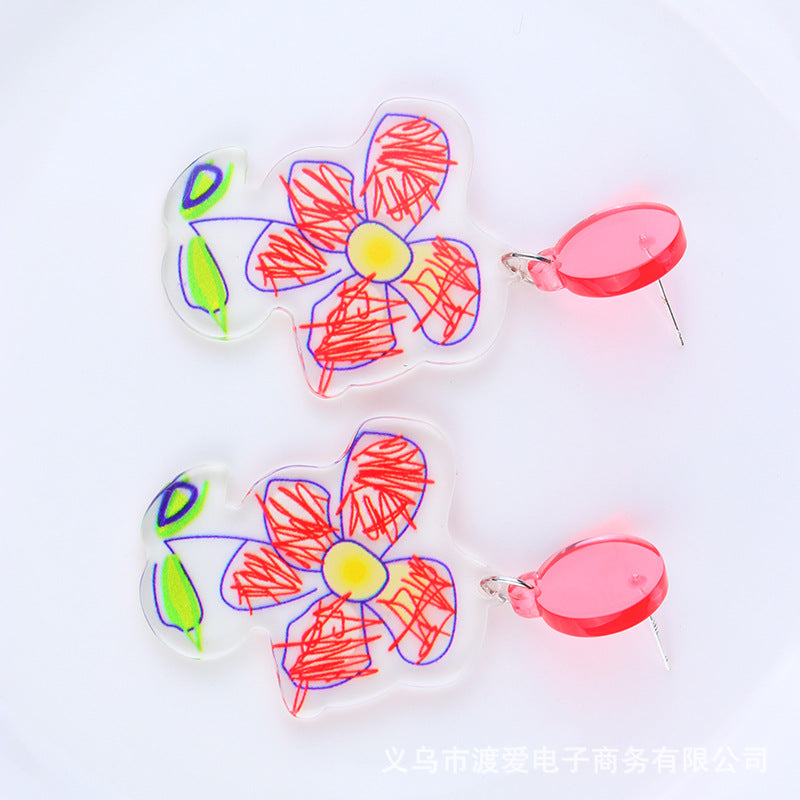 Wholesale Valentine's Day Sunflower Acrylic Earrings