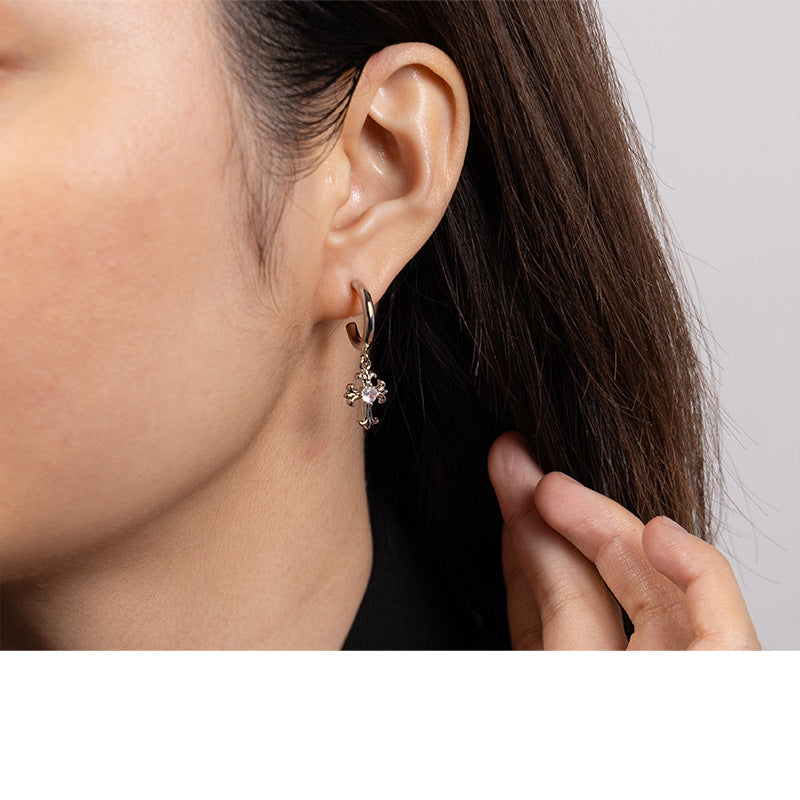 Wholesale Circular Cross Zircon Earrings