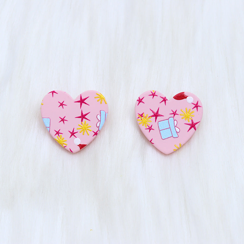 Wholesale Christmas Love Shape Snowflake Leopard Star Acrylic Earrings