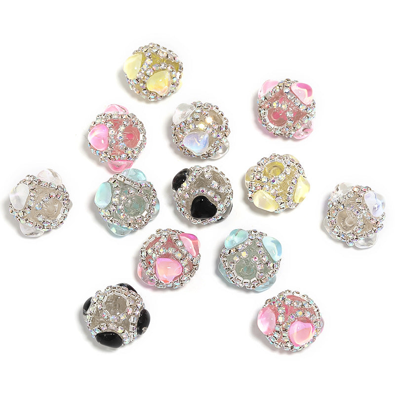 Wholesale 20pcs Rhinestones Western Princess Mermaid Love Chain Diamond Ball Beads Loose Beads DIY
