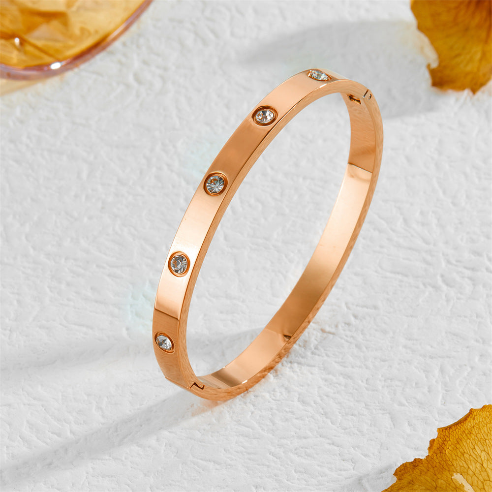 Wholesale Ten diamond titanium steel bracelet full of stars and diamonds bracelet