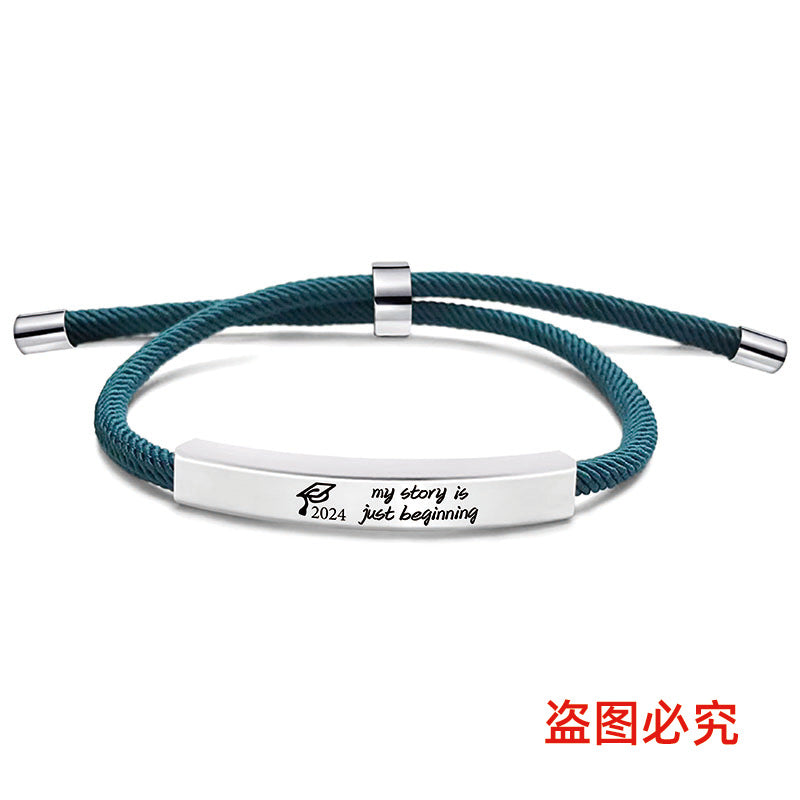Wholesale Stainless Steel Braided 2024 Graduation Season Day Engraved Bracelet