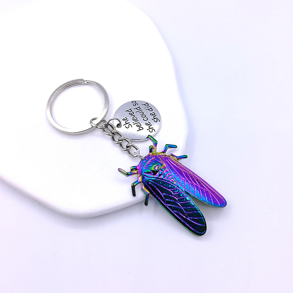 Wholesale Stainless Steel Colorful Dragonfly Keychains