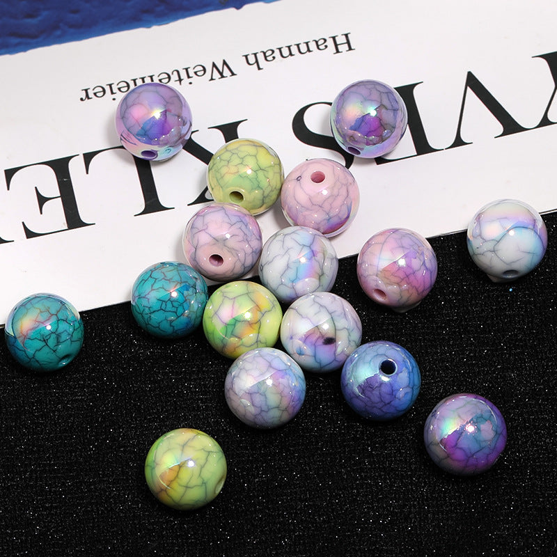 Wholesale 50pcs Acrylic UV-plated imitation marble crack beads