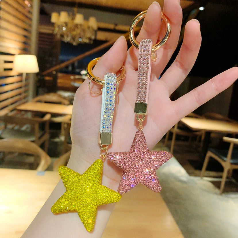 Wholesale Double-sided Diamond Studded Five Pointed Star Keychains