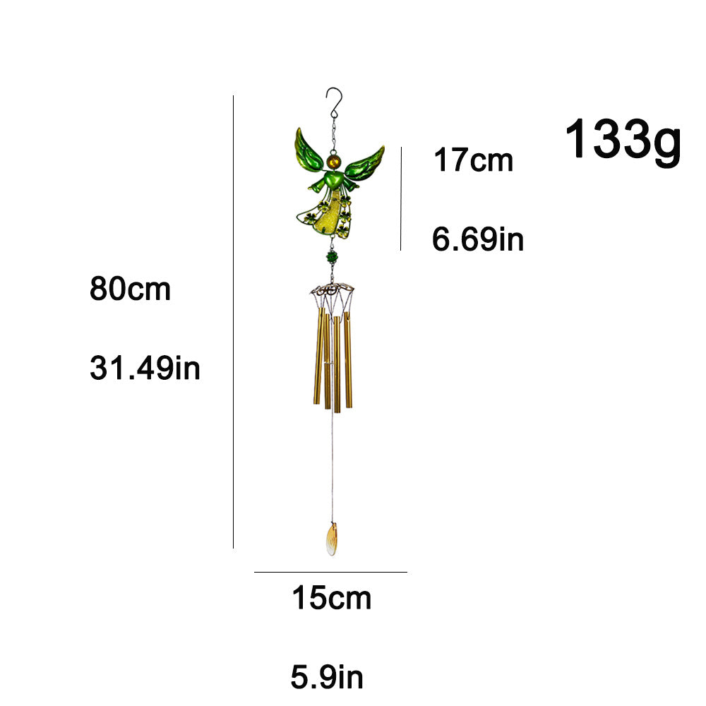 Wholesale Angel Wrought Iron Metal Glass Painted Wind Chime
