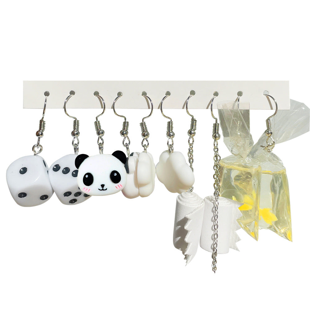 Wholesale 5pcs/pack Hot Sale Sweet Cool Cute Resin Funny Cartoon Flower Strawberry Mushroom Earrings Set