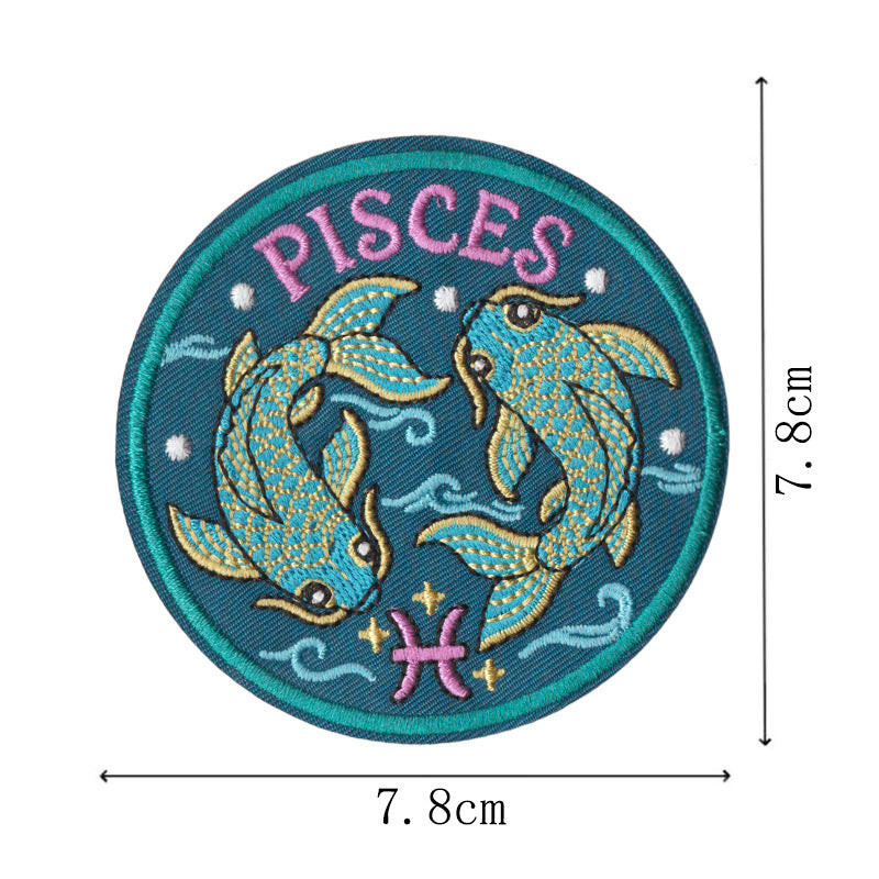 Wholesale Retro Zodiac Embroidered Iron On Patches Set Of 12 Trendy Contion Badges For ets Bags DIY Craft Fashion Accessory