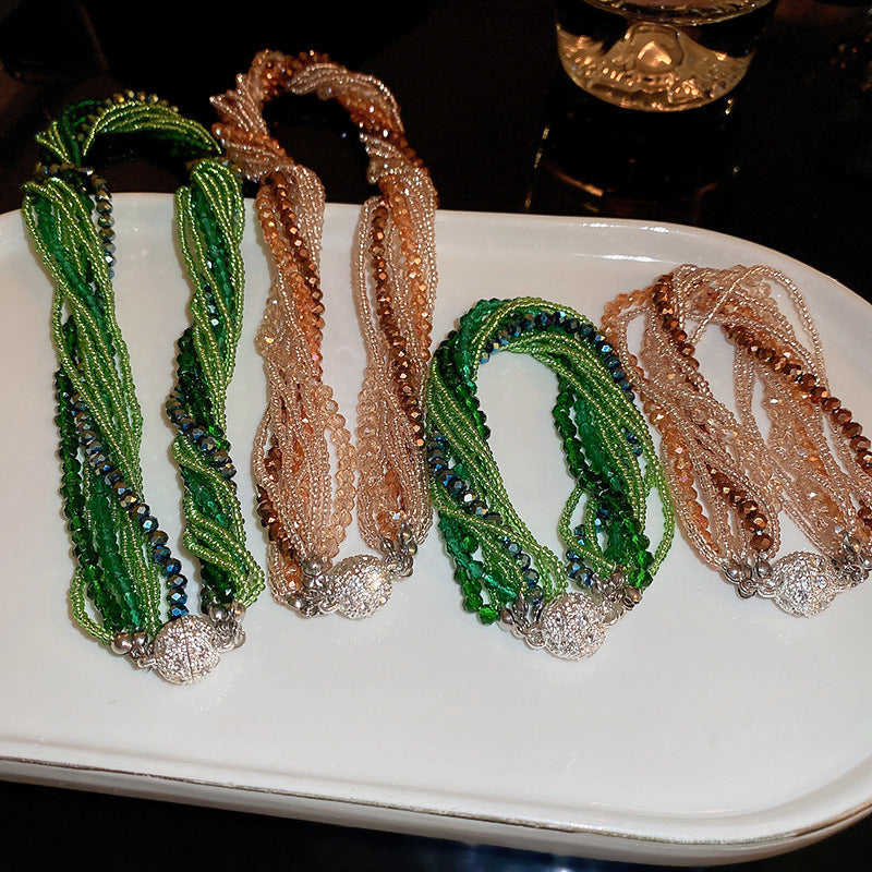 Wholesale Diamond Multi-layer Wrap Crystal Fashion Bracelet Necklace