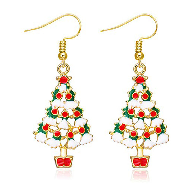 Wholesale Fashion Christmas Cute Cartoon Christmas Tree Bell Light Bulb Snowflake Alloy Earrings