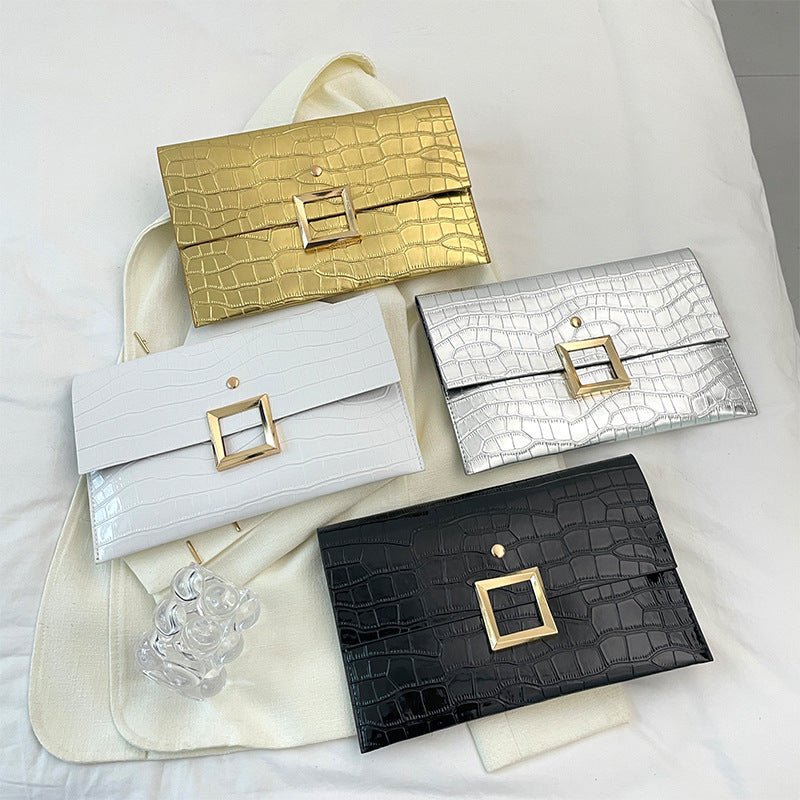 Wholesale Solid Color Versatile Fashion Temperament Stone Pattern Envelope Clutch Bag