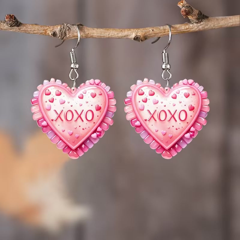 Wholesale Pink Love Candy Color Valentine' s Day Acrylic Earrings