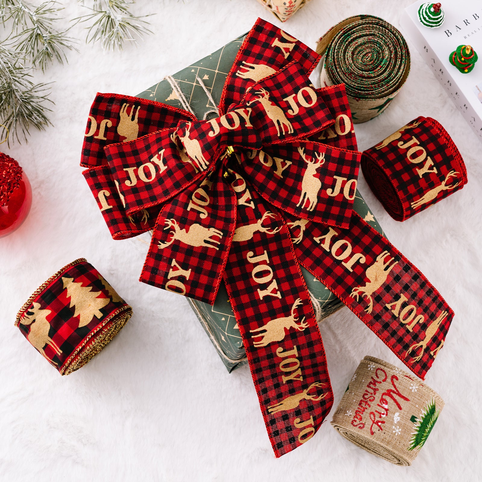 Wholesale Christmas Decorations, Cartoon Stickers, Linen Woven Ribbons