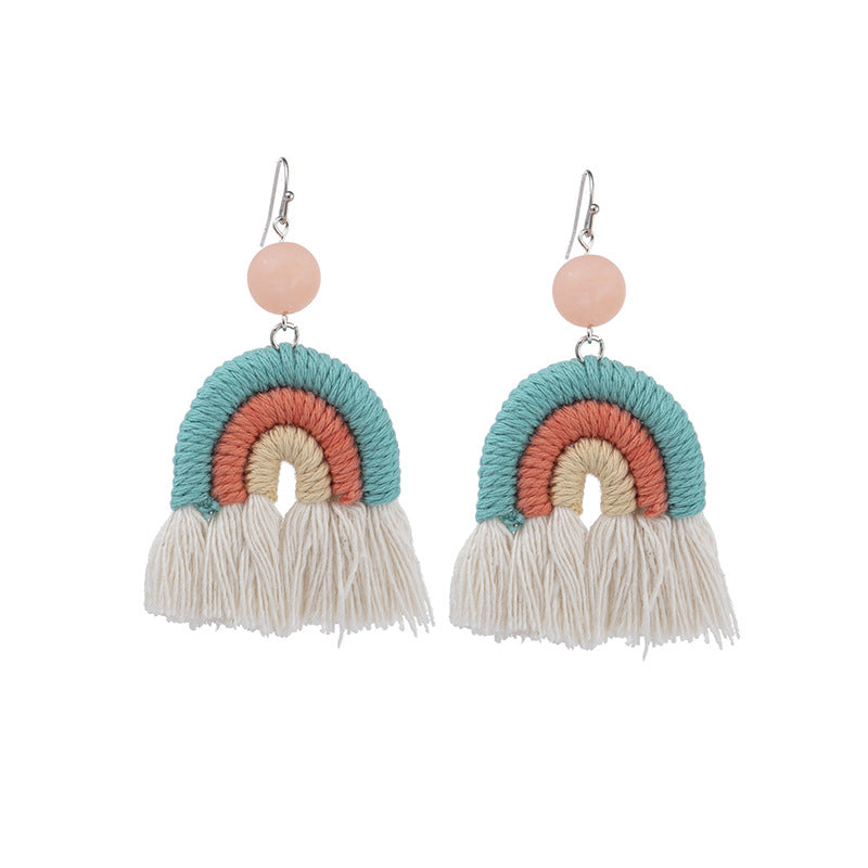 Wholesale Tassel Rainbow Ear Hook Earrings