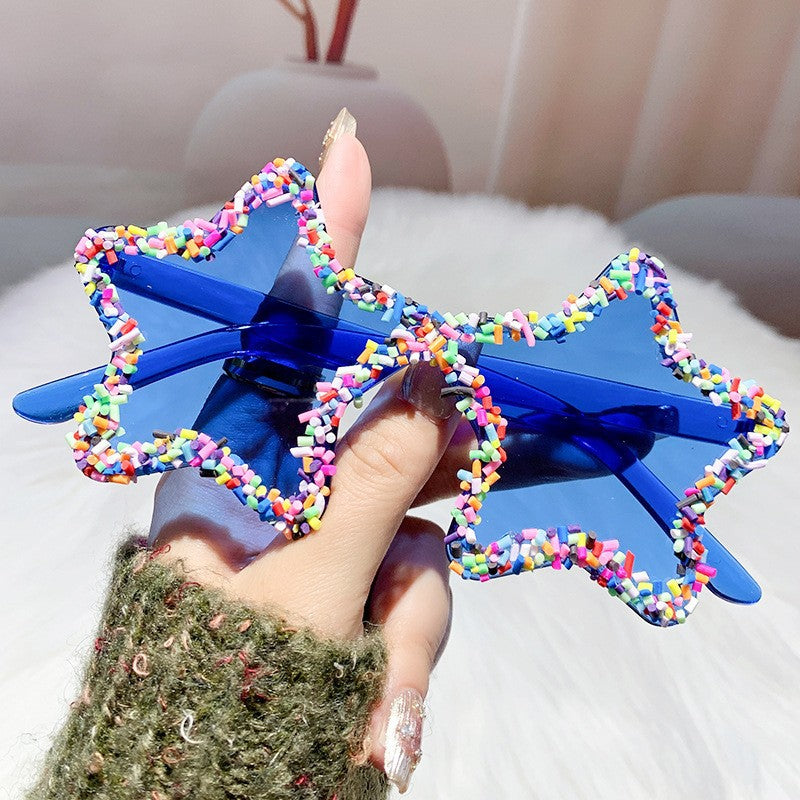 Wholesale Five-pointed Star Diamond Frameless Fashion Personality Photo Sunglasses