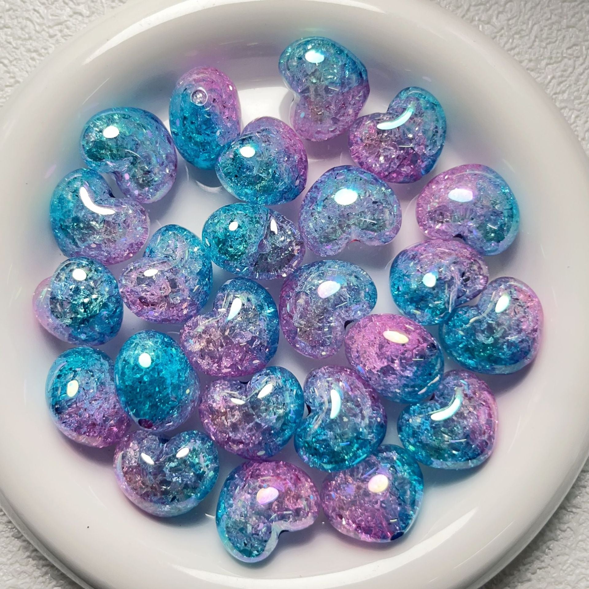 Wholesale 10pcs UV-plated two-color gradient burst floral large-hole love beads