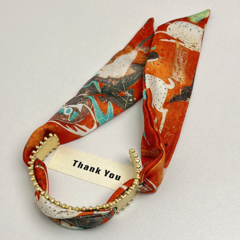 Wholesale Retro vintage style gold silk scarf open wide bracelet niche exaggerated high-end Bracelet