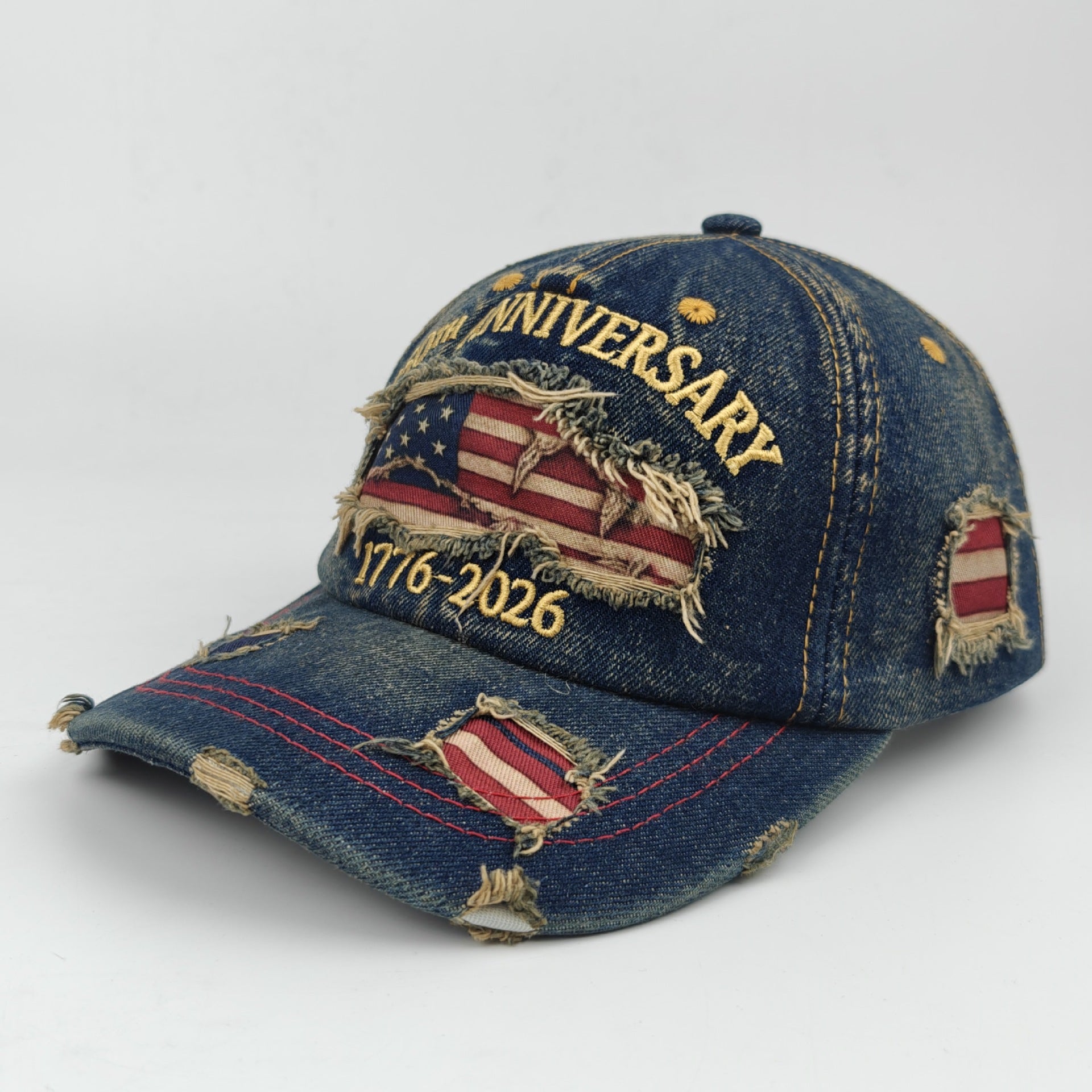 Wholesale Vintage distressed embroidered baseball cap with holes
