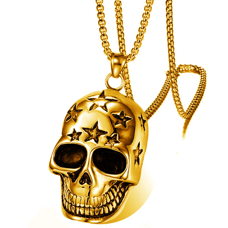 Wholesale Domineering Star Skull Titanium Steel Punk Men's Necklace