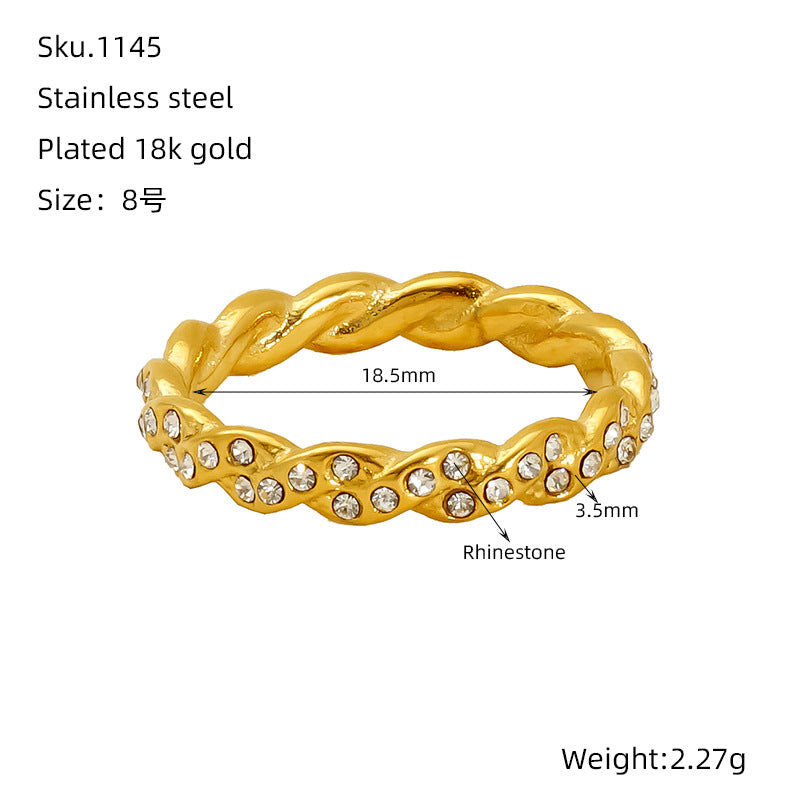 Wholesale Diamond twist ring for women geometric index finger ring internet celebrity ring