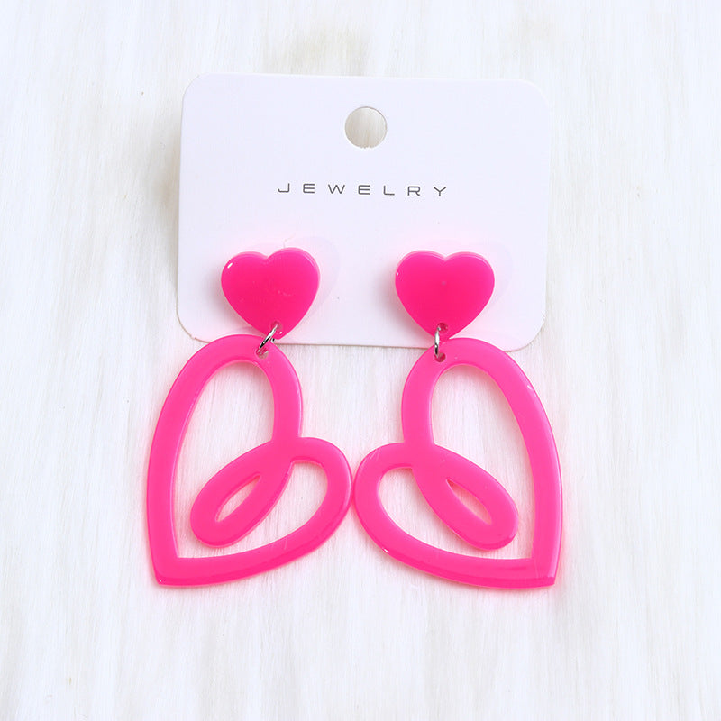 Wholesale Valentine's Day rose red heart earrings hollow earrings simple Korean earrings earrings