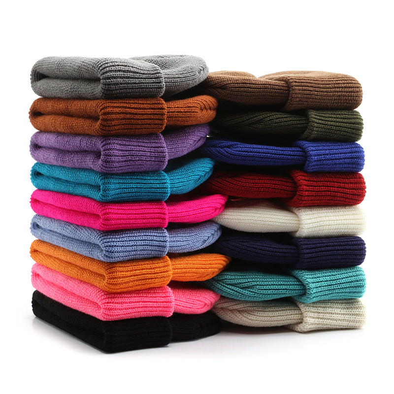 Wholesale Solid Color Light Board Insulation Acrylic Ear Knitted Hat Wool Hat