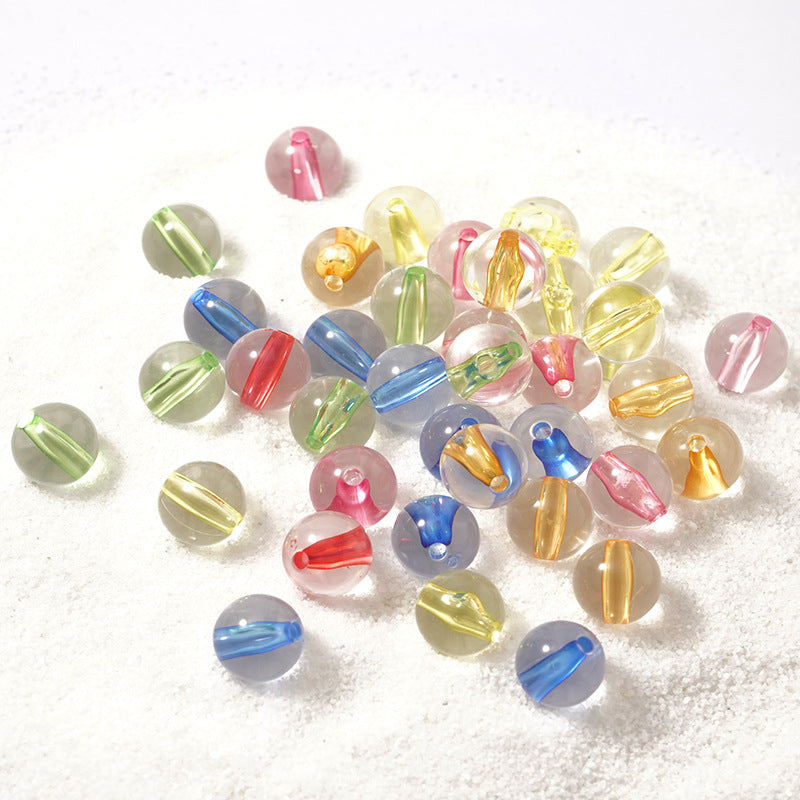 Wholesale 50-100PCS/PACK Acrylic Color Transparent Multi-Specification Dye Core Straight Hole Round Beads