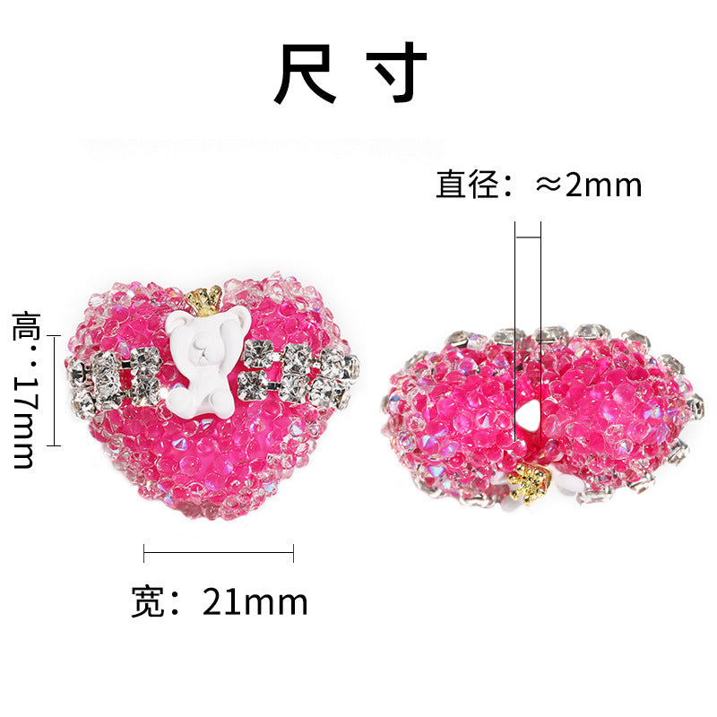 Wholesale 5pcs Crown Bear Heart-Shaped Soft Candy Beads