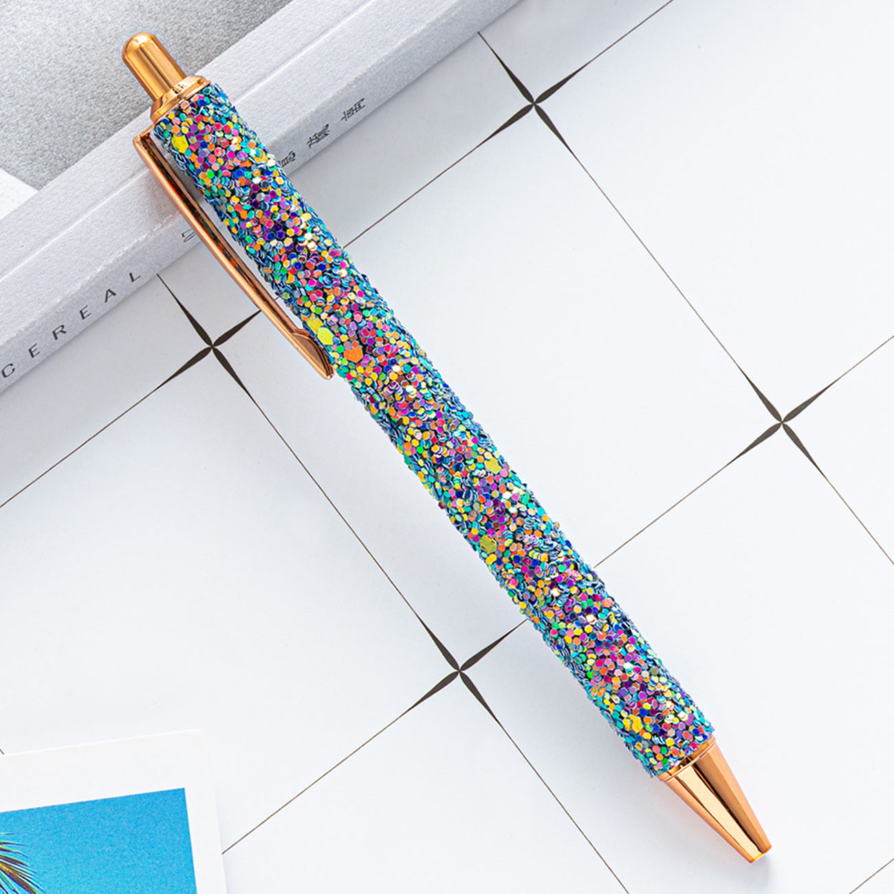 Wholesale 2pcs Metal Pen Glitter Cute Cartoon Multicolor Sequin Ballpoint Pen