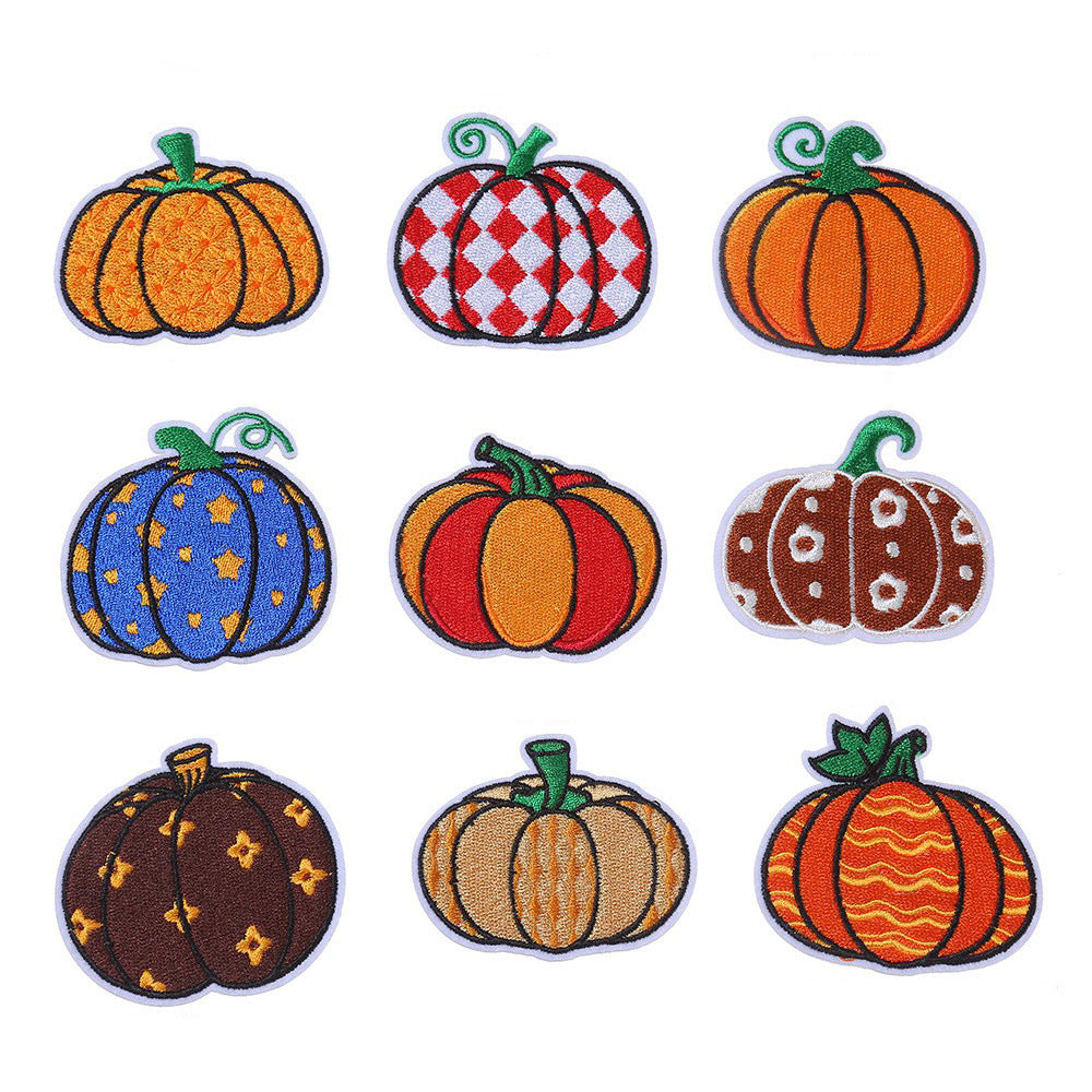 Wholesale Trendy  Pumpkin Embroidered Iron On Patches For Clothing Hats Bags Towels Fun DIY Craft Accessory