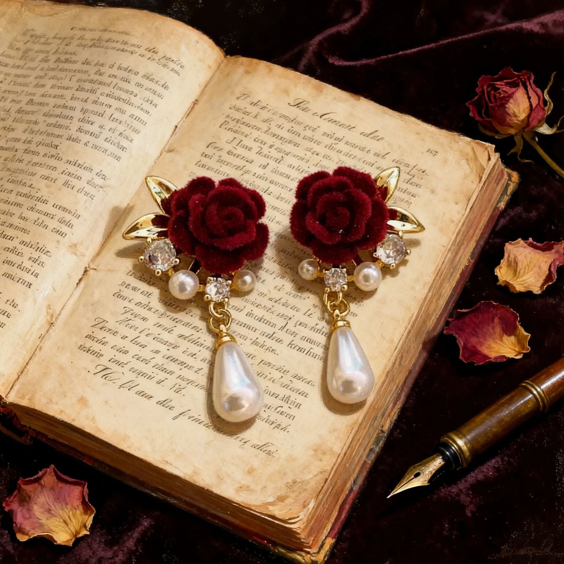 Wholesale New Chinese Style Red Heart Earrings Vintage Elegant Qipao Match Zinc Alloy Fashion Accessory